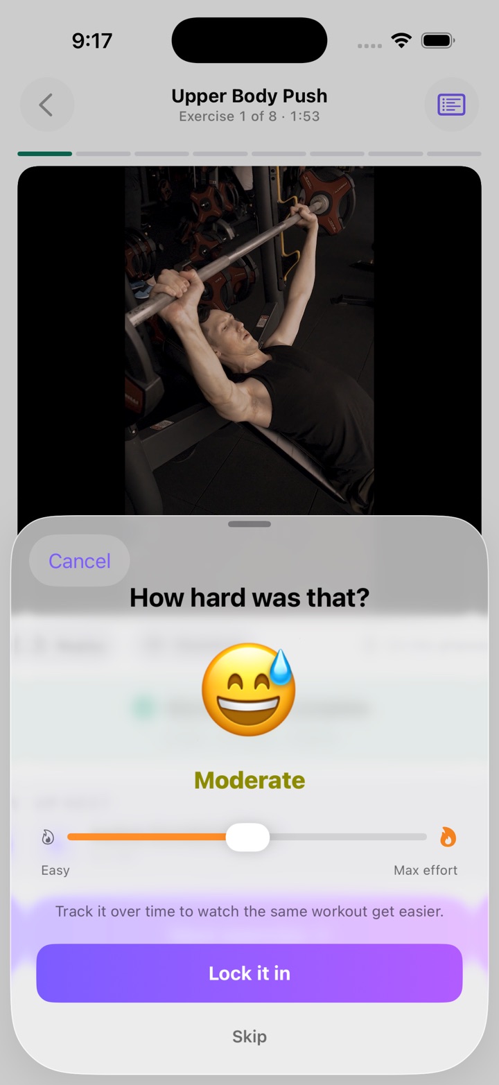 How hard was that? A slider from Easy to Max effort set to Moderate, and a Lock it in button.